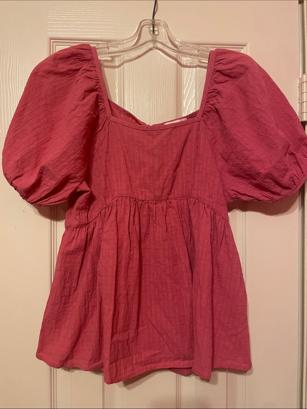 BP Nordstrom Boho Women’s Puff-Sleeve Square-Neck Top in Rose Pink